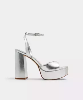 Женские босоножки на каблуке с круглым носком Aldo, серебряный