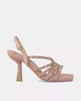 Женские босоножки на каблуке с квадратным носком и стразами Alma en Pena, розовый