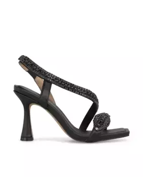 Женские босоножки на каблуке с квадратным носком и стразами Alma en Pena, черный