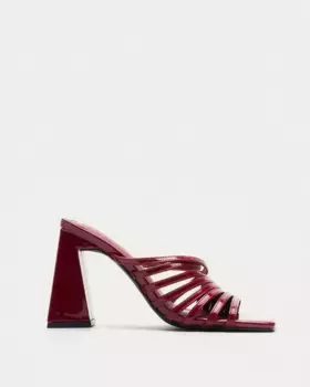 Женские босоножки на каблуке с открытым носком и несколькими ремешками Mim, красный