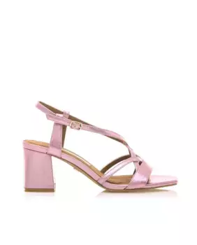 Женские босоножки на каблуке с перекрещенным верхом и кожаной подошвой Mariamare, розовый