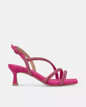 Женские босоножки на каблуке с перекрещивающимися ремешками из стразов и квадратным носком Alma en Pena, фуксия