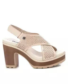 Женские босоножки на каблуке с перекрещивающимися ремешками XTI, слоновая кость/кремовый