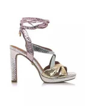 Женские босоножки на каблуке с перекрестными ремешками и бантом Mariamare, серебрянный