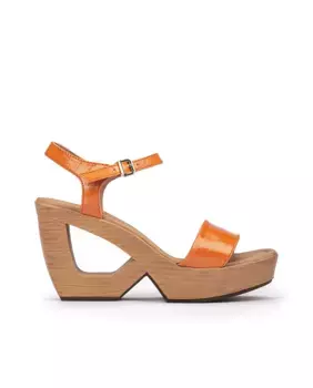 Женские босоножки на каблуке с пряжкой и геометрическим каблуком Weekend by Pedro Miralles, оранжевый