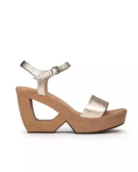 Женские босоножки на каблуке с пряжкой и геометрическим каблуком Weekend by Pedro Miralles, золотой