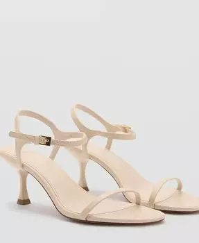 Женские босоножки на каблуке с ремешками MANGO, бежевый