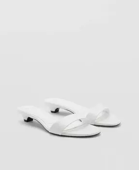Женские босоножки на каблуке с ремешками MANGO, белый