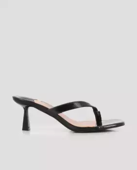 Женские босоножки на каблуке с тонкими ремешками и квадратным носком Blogger, черный