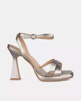 Женские босоножки на каблуке с застежкой на пряжке и лентами-кроссоверами Alma en Pena, золотой