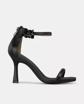 Женские босоножки на каблуке с застежкой-пряжкой и драгоценными камнями на браслете с квадратным носком Alma en Pena, черный