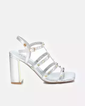 Женские босоножки на каблуке с застежкой-пряжкой Xti, серебряный