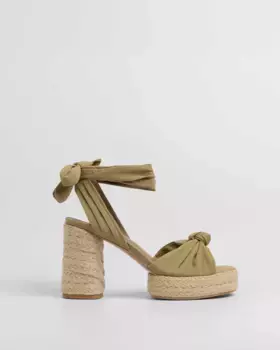 Женские босоножки на каблуке с завязанным спереди узлом Mim, цвет Kaki