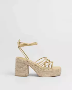 Женские босоножки на каблуке с завязанными ремешками Mim, желтый