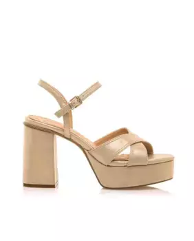 Женские босоножки на каблуке со скрещенными ремешками Mustang, золотой