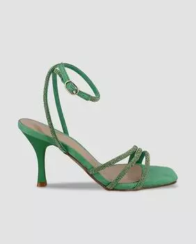 Женские босоножки на каблуке со стразами зеленого цвета Blogger, зеленый