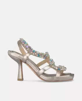 Женские босоножки на каблуке со змеей из стразов Alma en Pena, коричневый