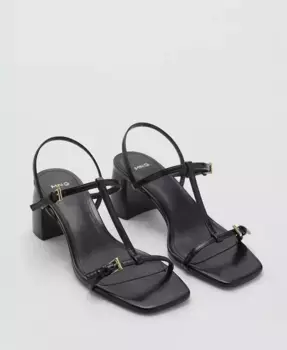 Женские босоножки на каблуке Straps MANGO, черный