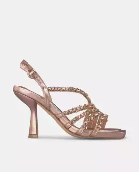 Женские босоножки на квадратном каблуке с ремешками из стразов Alma en Pena, розовый