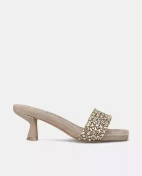 Женские босоножки на квадратном каблуке с ремешком из стразов Alma en Pena, бежевый