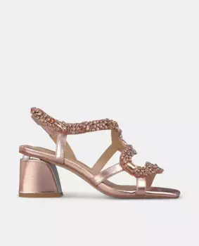 Женские босоножки на квадратном каблуке с ремешком из стразов Alma en Pena, розовый