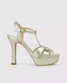 Женские босоножки на платформе и каблуке из кожи Lodi, золото