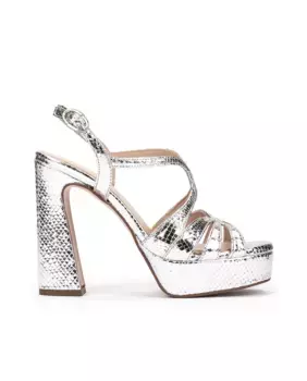 Женские босоножки на платформе и каблуке Pedro Miralles, серебряный