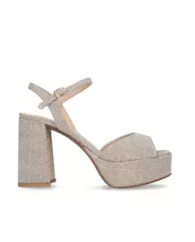 Женские босоножки на платформе из блестящей ткани цвета шампанского Mascar, золото