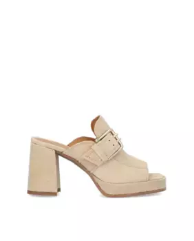 Женские босоножки на платформе из кожи детского шелка с нескользящей подошвой Alpe, цвет Natural
