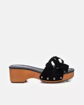 Женские босоножки на платформе из замши с деревянной подошвой Carmela, черный