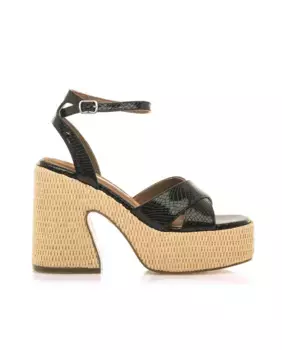 Женские босоножки на платформе с кокосовым принтом Mariamare, черный