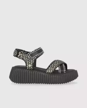 Женские босоножки на платформе с застежкой-липучкой и круглым носком Chika10, чёрный