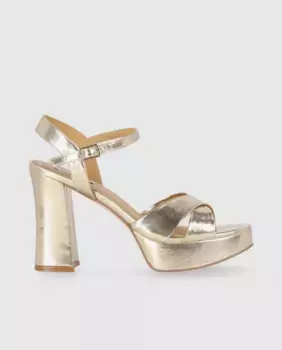 Женские босоножки на платформе с застежкой-пряжкой и перекрещенными ремешками Chika10, золото