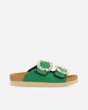 Женские босоножки на платформе в биостиле с декором из драгоценных камней Gioseppo, зеленый