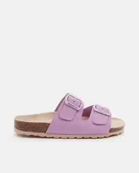 Женские босоножки на плоской подошве из комбинированной кожи спила Abbacino, пурпурный