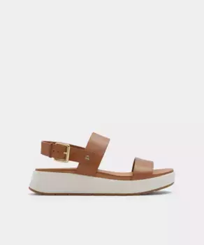 Женские босоножки на плоской подошве из кожи с круглым носком Aldo, коричневый