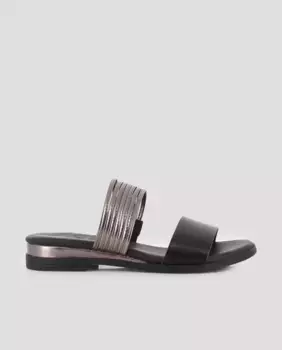 Женские босоножки на плоской подошве с двойным верхом и круглым носком Blogger, чёрный