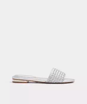 Женские босоножки на плоской подошве с круглым носком Aldo, серебряный