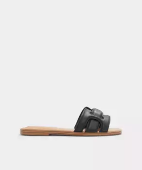Женские босоножки на плоской подошве с квадратным носком Aldo, чёрный