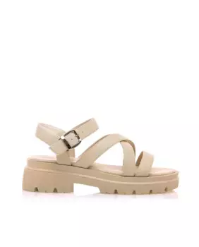 Женские босоножки на плоской подошве с плетеными ремешками Mustang, натуральный