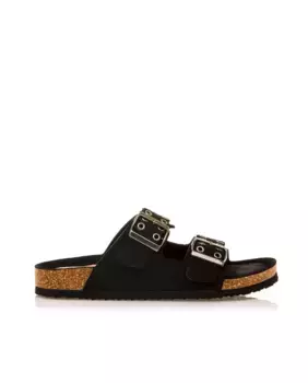 Женские босоножки на плоской подошве с пряжкой Mustang, чёрный
