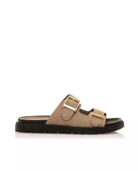 Женские босоножки на плоской подошве с широкими пряжками Mariamare, коричневый