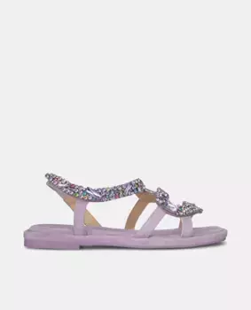 Женские босоножки на плоской подошве со стразами в виде змеи Alma en Pena, сиреневый
