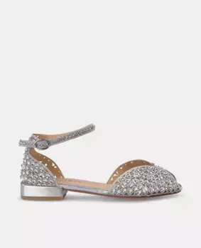 Женские босоножки на плоской подошве, украшенные стразами, с браслетом на щиколотке Alma en Pena, серебряный