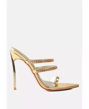 Женские босоножки на шпильке с кольцом на носке Tickle Me London Rag, золото