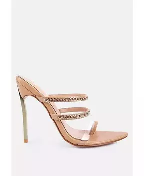 Женские босоножки на шпильке с кольцом на носке Tickle Me London Rag, бежевый