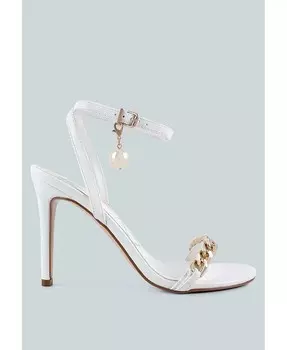 Женские босоножки на шпильке с металлическим ремешком-цепочкой Mooning London Rag, белый