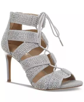 Женские босоножки на шпильке со шнуровкой Sandy Thalia Sodi, серебро