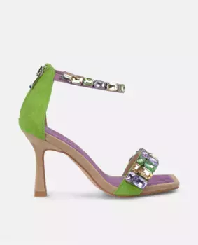 Женские босоножки на шпильке со стразами на щиколотке Alma en Pena, сиреневый