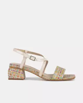 Женские босоножки на среднем каблуке из разноцветной кожи Dansi, коричневый